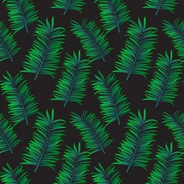 Tropical palm leaves seamless pattern. Vector illustration. Stock Illustration