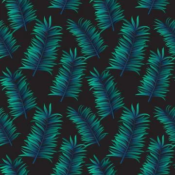 Tropical palm leaves seamless pattern. Vector illustration Illustrazione stock