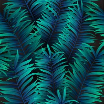 Tropical palm leaves seamless pattern. Vector illustration. EPS 10 Illustrazione stock