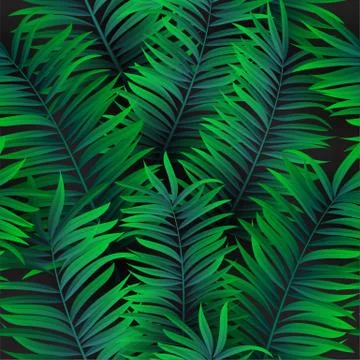Tropical palm leaves seamless pattern. Vector illustration. EPS 10 Stock Illustration