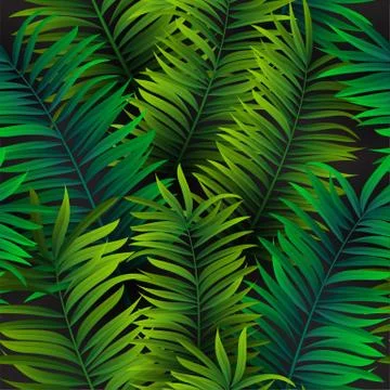 Tropical palm leaves seamless pattern. Vector illustration. EPS 10 Illustrazione stock
