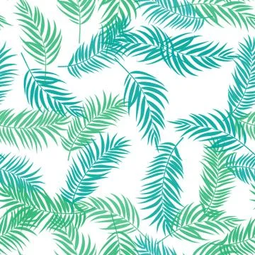 Tropical Palm Leaves Seamless Pattern Background. Vector Illustration Illustrazione stock