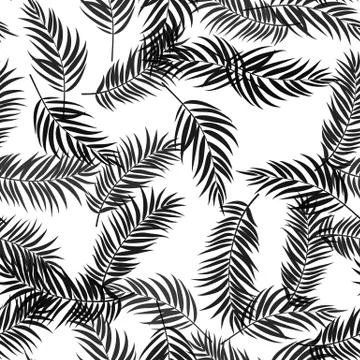 Tropical Palm Leaves Seamless Pattern Background. Vector Illustration Illustrazione stock