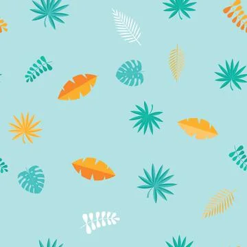 Tropical Palm Leaves Seamless Pattern Background. Vector Illustration Illustrazione stock