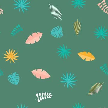 Tropical Palm Leaves Seamless Pattern Background. Vector Illustration イラスト素材