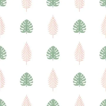 Tropical Palm Leaves Seamless Pattern Background. Vector Illustration Illustrazione stock