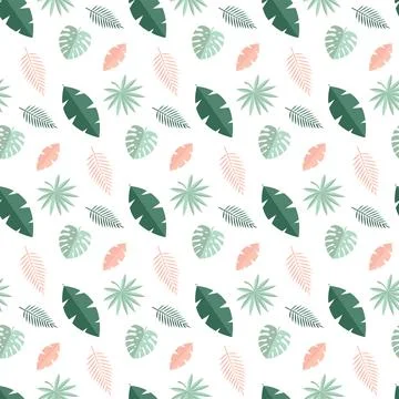 Tropical Palm Leaves Seamless Pattern Background. Vector Illustration 스톡 일러스트