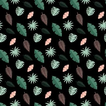 Tropical Palm Leaves Seamless Pattern Background. Vector Illustration Illustrazione stock