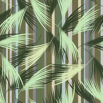 Tropical palm leaves seamless pattern. Floral vector Stock Illustration
