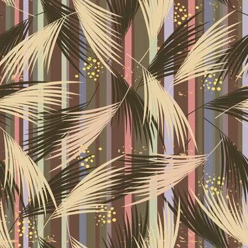 Tropical palm leaves seamless pattern Stock Illustration