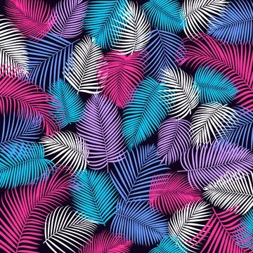 Tropical palm leaves seamless pattern vector illustration Illustrazione stock