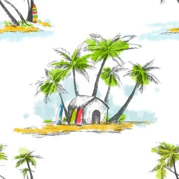 Tropical palm pattern Stock Illustration