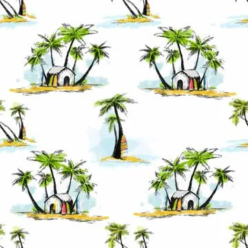 Tropical palm pattern Stock Illustration