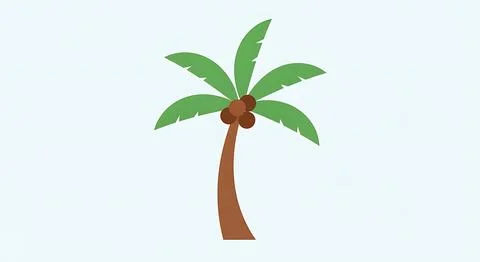 Tropical palm tree with coconuts and green fronds, simple vector illustrati.. Stock Illustration