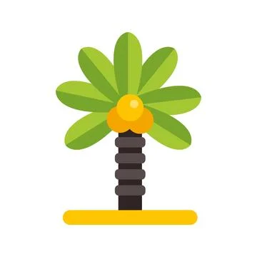 Tropical palm tree with coconuts on island beach Illustrazione stock