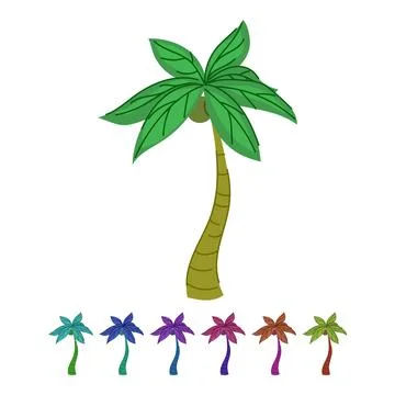 Tropical palm tree growing coconuts vector graphic イラスト素材