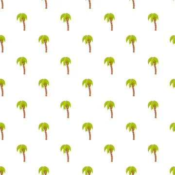 Tropical palm tree seamless pattern on white background Stock Illustration
