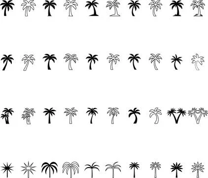 Tropical Palm Tree Vector Icon Collection Stock Illustration