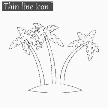 Tropical palm trees icon Vector Style thin line Stock Illustration