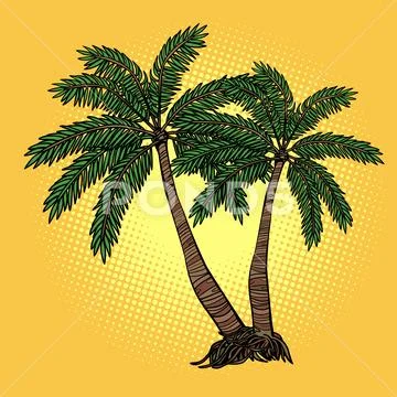 Tropical palm trees Stock Illustration