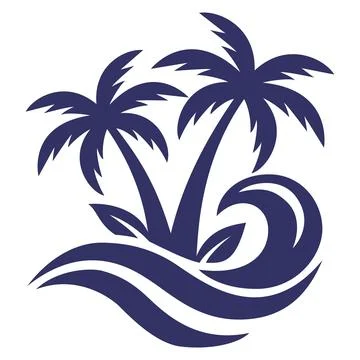 Tropical Palm Trees with Ocean Wave Vector Illustrazione stock