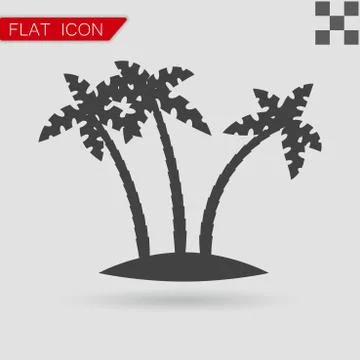 Tropical palm trees vector Flat Style with red Stock Illustration