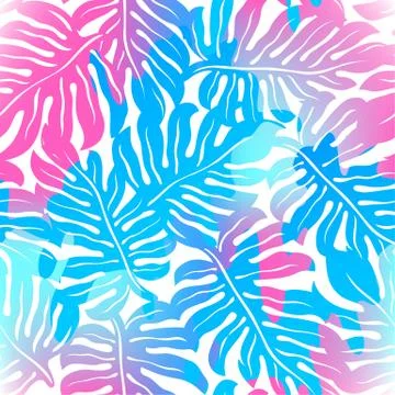 Tropical palms seamless pattern in colours Stock Illustration
