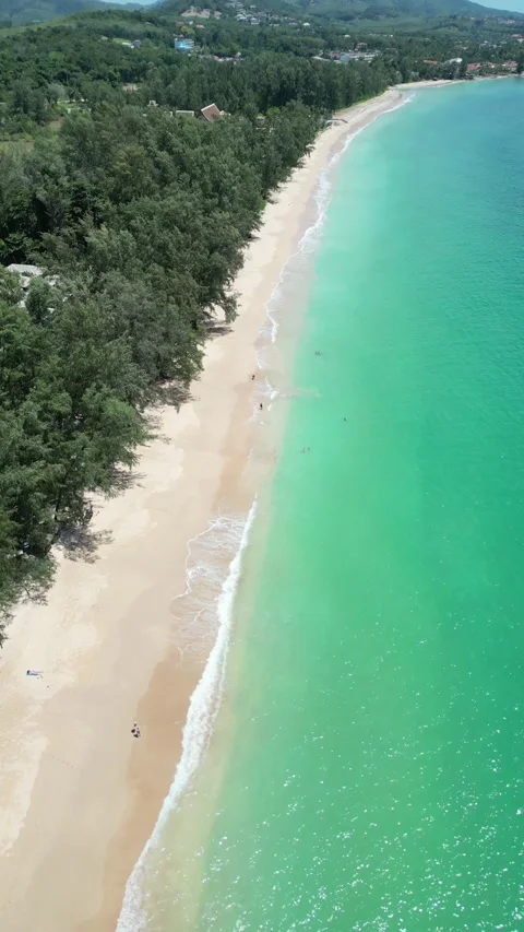 Tropical paradise beach with big trees, pure emerald sea on Koh Lanta. Stock-Footage 342378045
