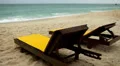 Tropical Paradise Island, Ko Samui, Beach Lounge Chair, Folding Deck Chair, Thai HD Footage