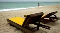 Tropical Paradise Island, Ko Samui, Beach Lounge Chair, Folding Deck Chair, Thai HD Footage