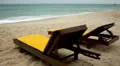 Tropical Paradise Island, Ko Samui, Beach Lounge Chair, Folding Deck Chair, Thai HD Footage