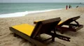 Tropical Paradise Island, Young Father Walking On The Beach With Two Children HD Footage