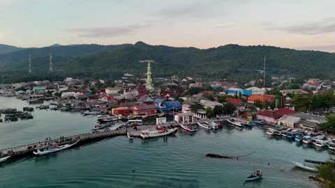 Tropical paradise in Karimunjawa during a dramatic orange sunset. Stock Footage 337281923