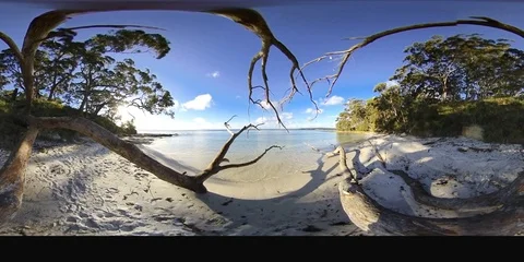 Tropical paradise white sand beach sea scape 360VR Video Stock Footage