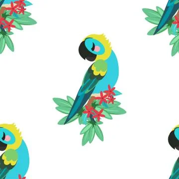 Tropical parrot pattern 스톡 일러스트