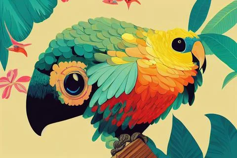 Tropical parrot poster Stock Illustration