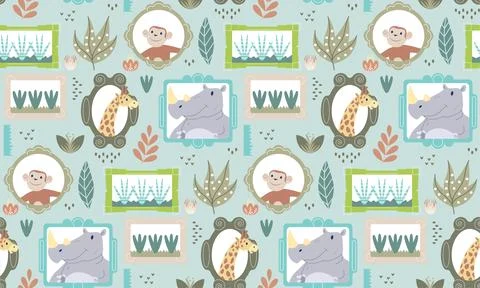 Tropical patchwork seamless pattern. Repeating design element for printing on Stock Illustration