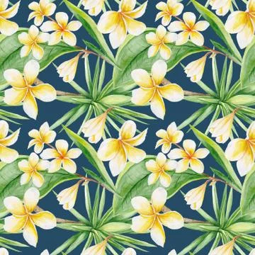 Tropical Pattern on Blue Background Stock Illustration