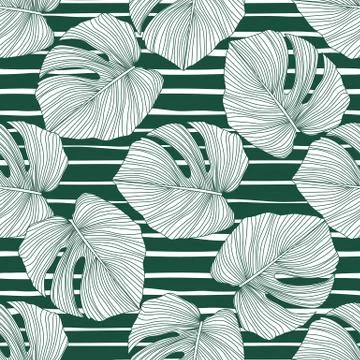 Tropical pattern, botanical leaf backdrop. Monstera leaves seamless pattern o Stock Illustration