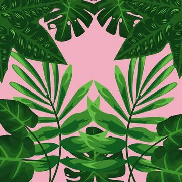 Tropical pattern decorative with green leafs Ilustração Stock