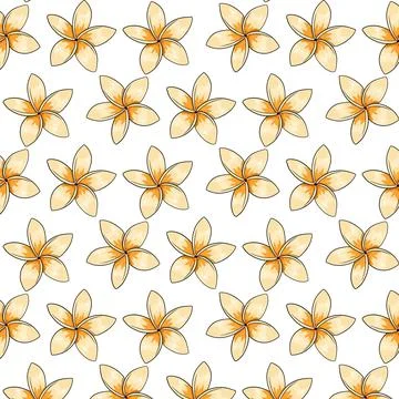 Tropical pattern with exotic flowers in cartoon style Stock Illustration