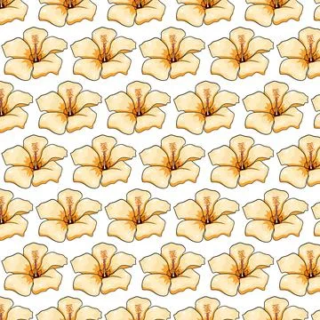 Tropical pattern with exotic flowers in cartoon style Stock Illustration