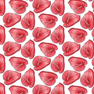 Tropical pattern with exotic flowers in cartoon style Stock Illustration