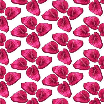Tropical pattern with exotic flowers in cartoon style Stock Illustration