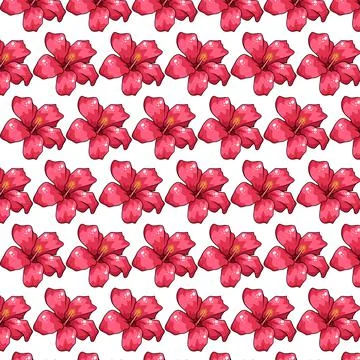 Tropical pattern with exotic flowers in cartoon style Stock Illustration