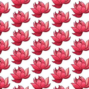 Tropical pattern with exotic flowers in cartoon style Stock Illustration