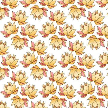 Tropical pattern with exotic flowers in cartoon style Stock Illustration