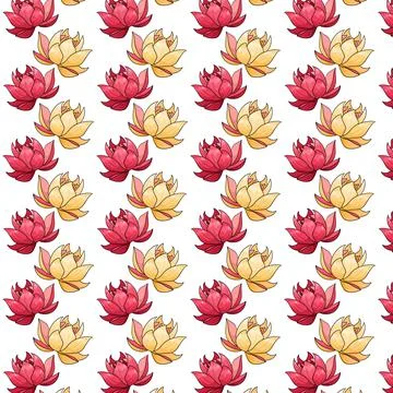 Tropical pattern with exotic flowers in cartoon style Stock Illustration