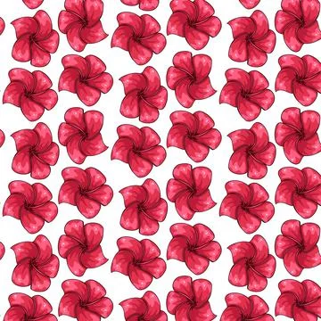Tropical pattern with exotic flowers in cartoon style Stock Illustration