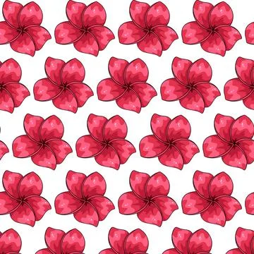 Tropical pattern with exotic flowers in cartoon style Stock Illustration